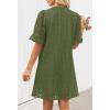 MEROKEETY Women’s 2026 Summer Short Sleeve Mini Dress V Neck Ruffle Hollow Out Eyelet Lace Dresses(Armygreen)