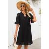 MEROKEETY Women’s 2026 Summer Short Sleeve Mini Dress V Neck Ruffle Hollow Out Eyelet Lace Dresses(Black)