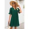 MEROKEETY Women’s 2026 Summer Short Sleeve Mini Dress V Neck Ruffle Hollow Out Eyelet Lace Dresses(Dark Green)