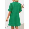 MEROKEETY Women’s 2026 Summer Short Sleeve Mini Dress V Neck Ruffle Hollow Out Eyelet Lace Dresses(Green)