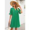 MEROKEETY Women’s 2026 Summer Short Sleeve Mini Dress V Neck Ruffle Hollow Out Eyelet Lace Dresses(Green)