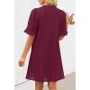 MEROKEETY Women’s 2026 Summer Short Sleeve Mini Dress V Neck Ruffle Hollow Out Eyelet Lace Dresses(Wine)