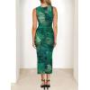 MEROKEETY Women’s 2026 Summer Sleeveless Dress Bodycon Mesh Wedding Guest Formal Cocktail Party Maxi Dresses(Green)