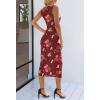 MEROKEETY Women’s 2026 Summer Sleeveless Dress Bodycon Mesh Wedding Guest Formal Cocktail Party Maxi Dresses(Red)