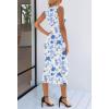 MEROKEETY Women’s 2026 Summer Sleeveless Dress Bodycon Mesh Wedding Guest Formal Cocktail Party Maxi Dresses(White Blue)
