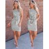 MEROKEETY Women’s 2026 Summer Sleeveless Striped Casual Dress Crew Neck Tie Waist Mini T Shirt Dresses with Pockets(Darkgrey)