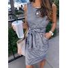 MEROKEETY Women’s 2026 Summer Sleeveless Striped Casual Dress Crew Neck Tie Waist Mini T Shirt Dresses with Pockets(Navy)