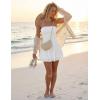 MEROKEETY Women’s 2026 Summer Strapless Tube Dress Sexy Off Shoulder Ruffle Tiered Flowy Mini Dresses(White)