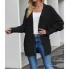 MEROKEETY Women’s 2026 Winter Fuzzy Popcorn Batwing Sleeve Cardigan Knit Oversized Sherpa Sweater Coat(Black)