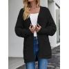 MEROKEETY Women’s 2026 Winter Fuzzy Popcorn Batwing Sleeve Cardigan Knit Oversized Sherpa Sweater Coat(Black)