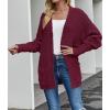 MEROKEETY Women’s 2026 Winter Fuzzy Popcorn Batwing Sleeve Cardigan Knit Oversized Sherpa Sweater Coat(Burgundy)