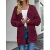 MEROKEETY Women’s 2026 Winter Fuzzy Popcorn Batwing Sleeve Cardigan Knit Oversized Sherpa Sweater Coat(Burgundy)