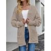 MEROKEETY Women’s 2026 Winter Fuzzy Popcorn Batwing Sleeve Cardigan Knit Oversized Sherpa Sweater Coat(Cashmere)