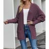 MEROKEETY Women’s 2026 Winter Fuzzy Popcorn Batwing Sleeve Cardigan Knit Oversized Sherpa Sweater Coat(Maroon)