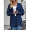 MEROKEETY Women’s 2026 Winter Fuzzy Popcorn Batwing Sleeve Cardigan Knit Oversized Sherpa Sweater Coat(Navy)