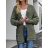 MEROKEETY Women’s 2026 Winter Fuzzy Popcorn Batwing Sleeve Cardigan Knit Oversized Sherpa Sweater Coat(Olive)