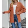 MEROKEETY Women’s 2026 Winter Fuzzy Popcorn Batwing Sleeve Cardigan Knit Oversized Sherpa Sweater Coat(Orange)