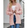 MEROKEETY Women’s 2026 Winter Fuzzy Popcorn Batwing Sleeve Cardigan Knit Oversized Sherpa Sweater Coat(Pink)