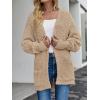 MEROKEETY Women’s 2026 Winter Fuzzy Popcorn Batwing Sleeve Cardigan Knit Oversized Sherpa Sweater Coat(Sand)