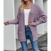 MEROKEETY Women’s 2026 Winter Fuzzy Popcorn Batwing Sleeve Cardigan Knit Oversized Sherpa Sweater Coat(Taro)