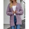 MEROKEETY Women’s 2026 Winter Fuzzy Popcorn Batwing Sleeve Cardigan Knit Oversized Sherpa Sweater Coat(Taro)