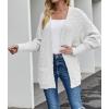 MEROKEETY Women’s 2026 Winter Fuzzy Popcorn Batwing Sleeve Cardigan Knit Oversized Sherpa Sweater Coat(White)