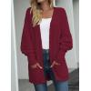 MEROKEETY Women’s 2026 Winter Fuzzy Popcorn Batwing Sleeve Cardigan Knit Oversized Sherpa Sweater Coat(Wine)