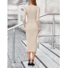 MEROKEETY Women’s Bodycon Sweater Dress 2025 Fall Winter Long Sleeve Button Crew Neck Ribbed Knit Midi Work Dresses(Almond)