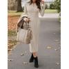 MEROKEETY Women’s Bodycon Sweater Dress 2025 Fall Winter Long Sleeve Button Crew Neck Ribbed Knit Midi Work Dresses(Almond)