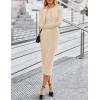 MEROKEETY Women’s Bodycon Sweater Dress 2025 Fall Winter Long Sleeve Button Crew Neck Ribbed Knit Midi Work Dresses(Apricot)