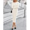 MEROKEETY Women’s Bodycon Sweater Dress 2025 Fall Winter Long Sleeve Button Crew Neck Ribbed Knit Midi Work Dresses(Beige)