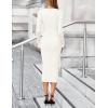 MEROKEETY Women’s Bodycon Sweater Dress 2025 Fall Winter Long Sleeve Button Crew Neck Ribbed Knit Midi Work Dresses(Beige)