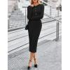 MEROKEETY Women’s Bodycon Sweater Dress 2025 Fall Winter Long Sleeve Button Crew Neck Ribbed Knit Midi Work Dresses(Black)