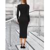 MEROKEETY Women’s Bodycon Sweater Dress 2025 Fall Winter Long Sleeve Button Crew Neck Ribbed Knit Midi Work Dresses(Black)