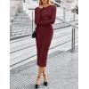 MEROKEETY Women’s Bodycon Sweater Dress 2025 Fall Winter Long Sleeve Button Crew Neck Ribbed Knit Midi Work Dresses(Winered)
