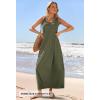 MEROKEETY Women’s Boho Maxi Sundress 2026 Summer Beach Dress Scoop Neck Sleeveless Loose Tank Dress(Armygreen)