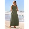 MEROKEETY Women’s Boho Maxi Sundress 2026 Summer Beach Dress Scoop Neck Sleeveless Loose Tank Dress(Armygreen)