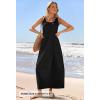 MEROKEETY Women’s Boho Maxi Sundress 2026 Summer Beach Dress Scoop Neck Sleeveless Loose Tank Dress(Black)