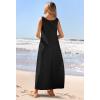 MEROKEETY Women’s Boho Maxi Sundress 2026 Summer Beach Dress Scoop Neck Sleeveless Loose Tank Dress(Black)