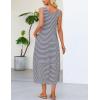 MEROKEETY Women’s Boho Maxi Sundress 2026 Summer Beach Dress Scoop Neck Sleeveless Loose Tank Dress(Bluestripe)