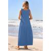 MEROKEETY Women’s Boho Maxi Sundress 2026 Summer Beach Dress Scoop Neck Sleeveless Loose Tank Dress(Darkblue)