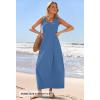 MEROKEETY Women’s Boho Maxi Sundress 2026 Summer Beach Dress Scoop Neck Sleeveless Loose Tank Dress(Darkblue)