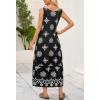 MEROKEETY Women’s Boho Maxi Sundress 2026 Summer Beach Dress Scoop Neck Sleeveless Loose Tank Dress(Floralblack)