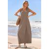 MEROKEETY Women’s Boho Maxi Sundress 2026 Summer Beach Dress Scoop Neck Sleeveless Loose Tank Dress(Mocha)