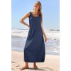 MEROKEETY Women’s Boho Maxi Sundress 2026 Summer Beach Dress Scoop Neck Sleeveless Loose Tank Dress(Navy)
