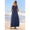 MEROKEETY Women’s Boho Maxi Sundress 2026 Summer Beach Dress Scoop Neck Sleeveless Loose Tank Dress(Navy)