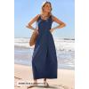 MEROKEETY Women’s Boho Maxi Sundress 2026 Summer Beach Dress Scoop Neck Sleeveless Loose Tank Dress(Navy)
