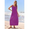MEROKEETY Women’s Boho Maxi Sundress 2026 Summer Beach Dress Scoop Neck Sleeveless Loose Tank Dress(Plum)