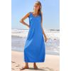 MEROKEETY Women’s Boho Maxi Sundress 2026 Summer Beach Dress Scoop Neck Sleeveless Loose Tank Dress(Royalblue)