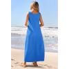 MEROKEETY Women’s Boho Maxi Sundress 2026 Summer Beach Dress Scoop Neck Sleeveless Loose Tank Dress(Royalblue)